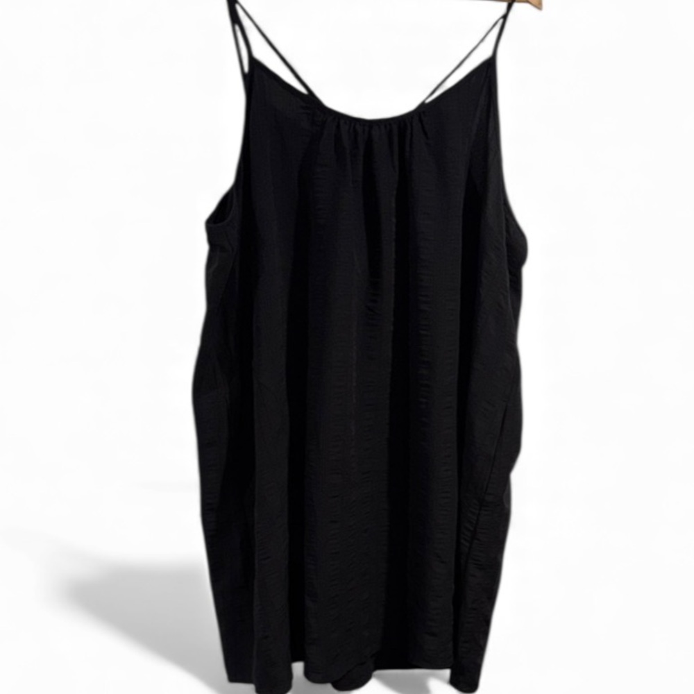 Black Sleeveless Dress tie and tru 2X New crisscross back lightweight coverup